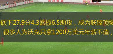 本賽季，黃蜂隊肯巴-沃克場均砍下27.9分4.3籃板6.5助攻，成為聯(lián)盟頂級得分手。然而，沃克的年薪只有1200萬美元，僅排隊內(nèi)第6。很多人為沃克只拿1200萬美元年薪不值，但其實4年前沃克曾施壓經(jīng)紀(jì)